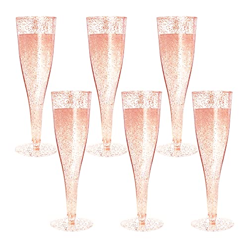 MR.FOAM 6PC Rose Gold Glitter Flutes