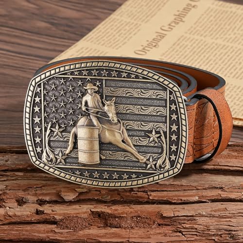 Image of Cowboy Belt Buckle for Men Western Cowgirl Rodeo Longhorn Bull Belt Buckles