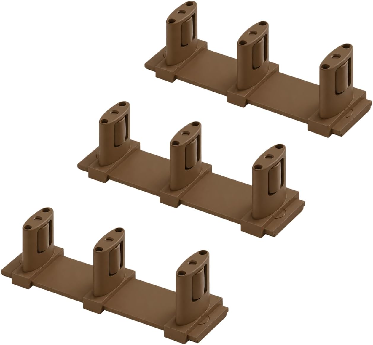 3-Pack Sliding Closet Door Floor - Easy Install and Adjustable Width 3-Roller Design (Brown) | Grovers Home Solutions