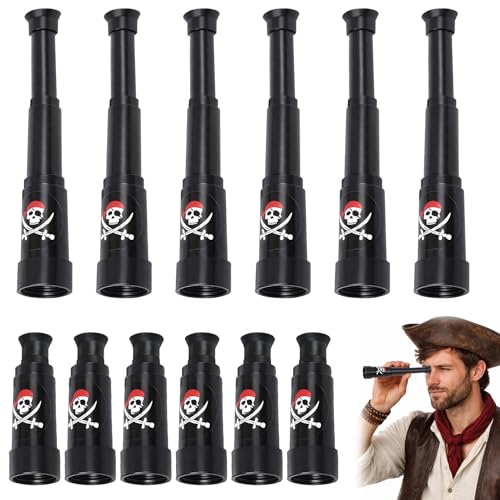 BaZuyunMd 12 Stück Piraten Fernrohr Ausziehbarer Fernrohr Pirat Vielseitiges Piraten Zubehör & Piraten Spielzeug Ideal für Piratenparty Geburtstag Kostüm Rollenspiel