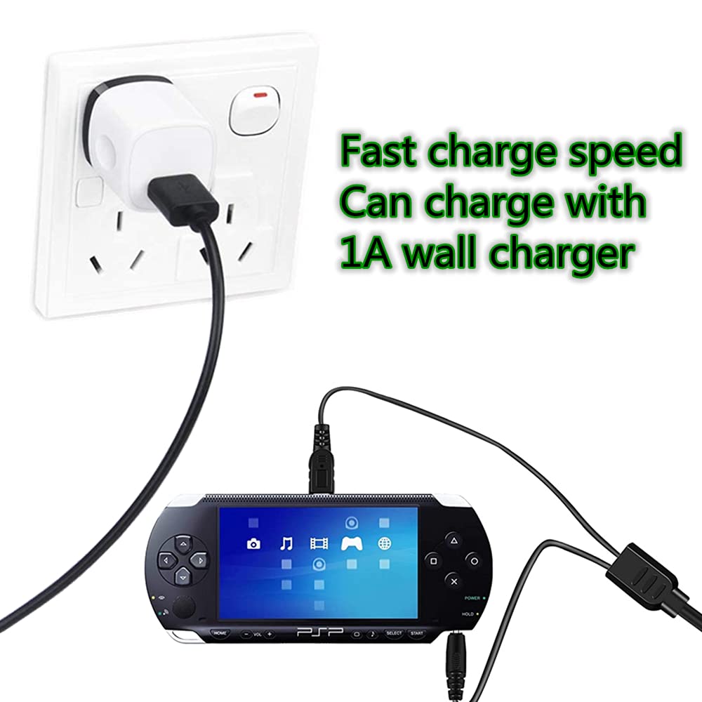 Replacement PSP Charger Cable, 2 Pack PSP Charger Cable Portable USB PSP Power Cord & Data Cable USB 2.0 Sync Transfer for Sony PSP Playstation 1000 2000 3000, Charging Cord 2-in-1