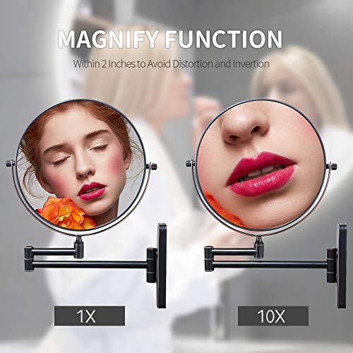 Nicesail Orb Magnifying Makeup Mirrors For Wall 8 Inch, Double-Side 10X Magnifying Mirror Mounted, Oil Rubbed Bronze (8 Inch, 10X) #TOP1