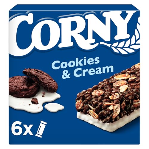 Corny, Cookies & Cream, Barrita Sabor Chocolate y Galleta, Textura Crujiente y Cremosa, Ideal para Disfrutar en Cualquier Momento, 6 uds x 23g