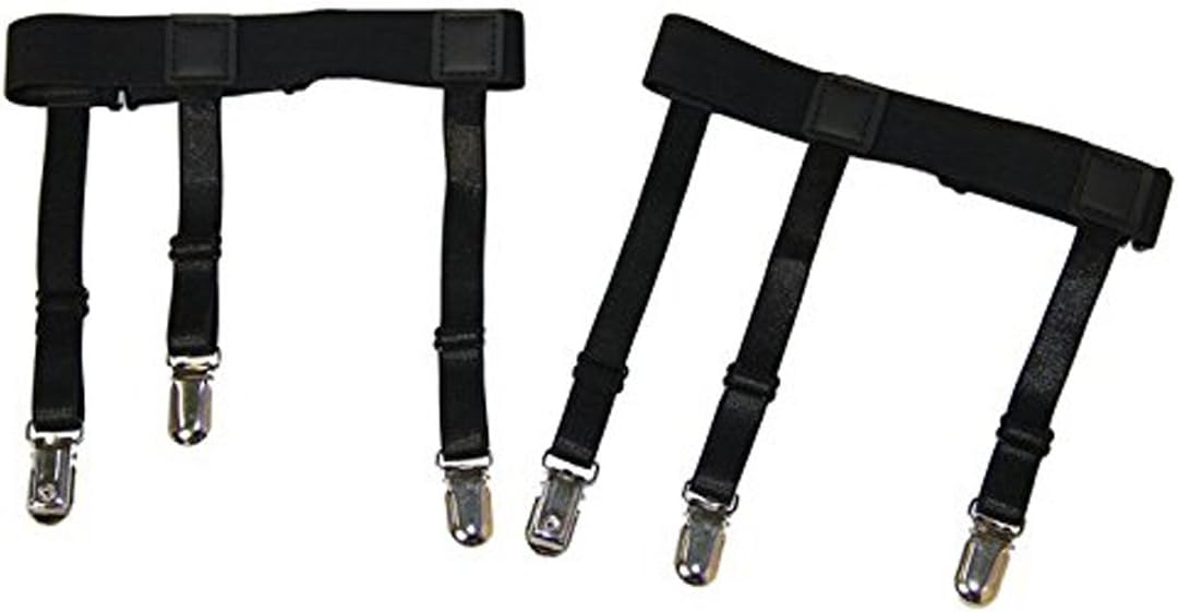 LIVE SHOW Mens Adjustable Shirt Stay Garters Belt with Non-slip Locking Clamps