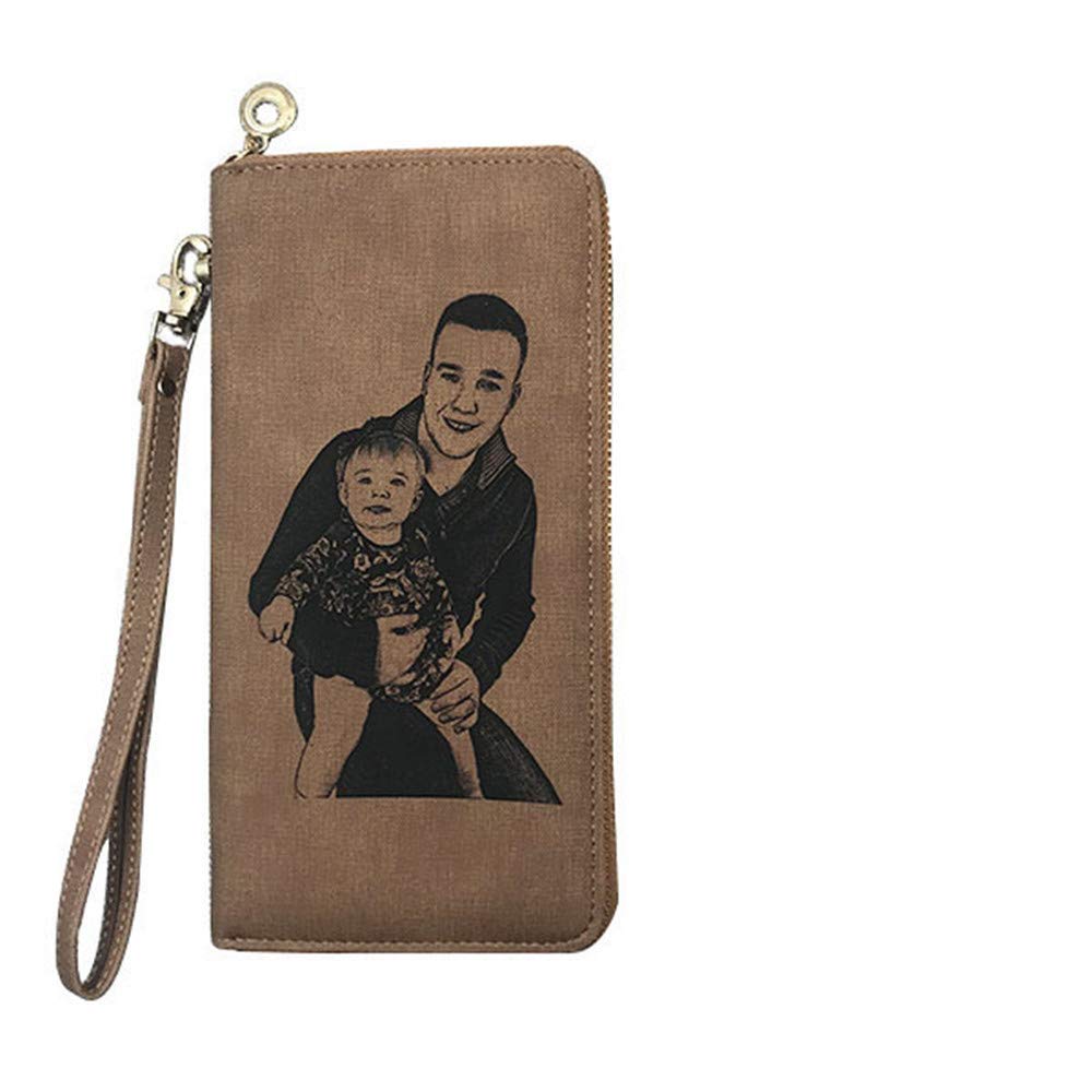 Shiny Alice Personalized Photo Wallet Women Leather Wallet Clutch Wallet with Wristlet handba package best gift for women Christmas gifts(Light Brown