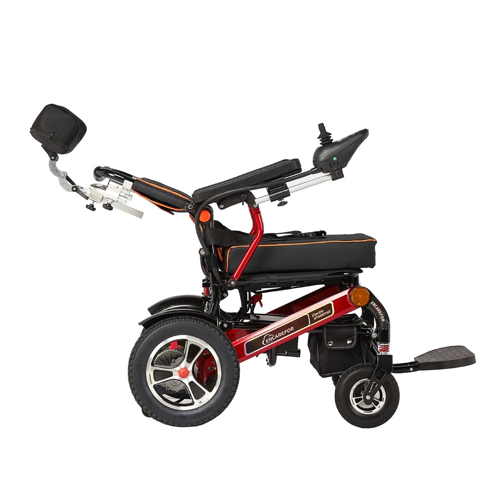 Silla De Ruedas Eléctrica Plegable, Respaldo Reclinable Con Reposacabezas, Aleación De Aluminio, Peso 25 Kg, Carga 150 Kg, Doble Motor 250W, Para Adultos Mayores Y Discapacitados