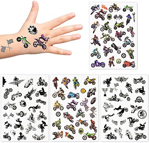 VERSRH 8PCS Dirt Bike Temporary Tattoos, Cartoon Fake Tattoos for Kids Party Favors, Cool Waterproof Body Sticker Decorations, Anime Face/Hand Tattoos, Dirt Bike Supplies for Boys Girls Birthday Party Description of the Issue - Old title characters are too long