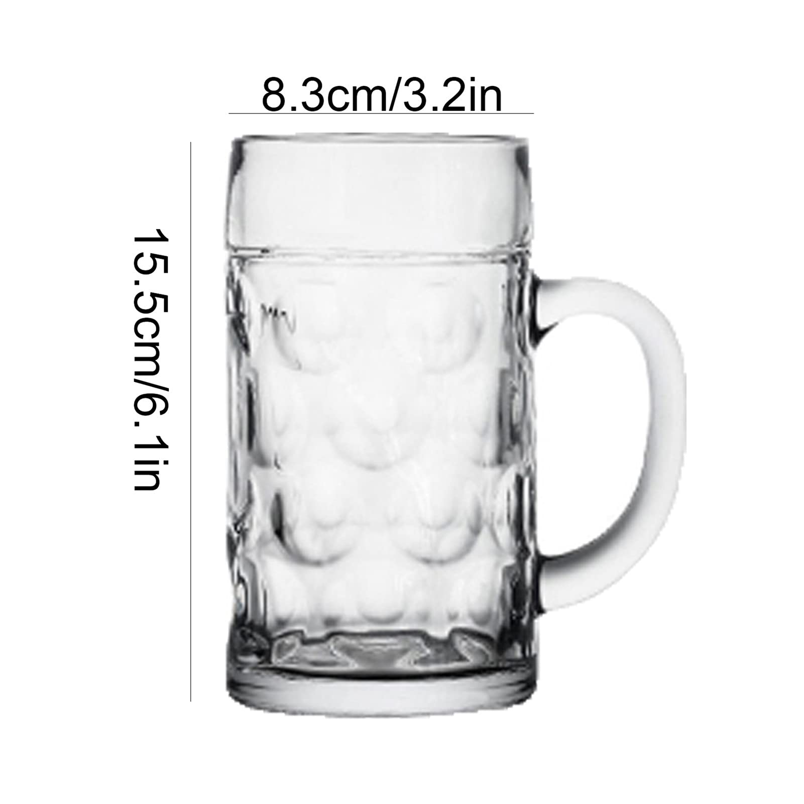 RUHEN Jarra de Cerveza de Vidrio Engrosado de 500 ml, Jarra de Cerveza de Gran Capacidad, Vasos de Cerveza fáciles de Limpiar con asa, Juego de 10 jarras de Cerveza