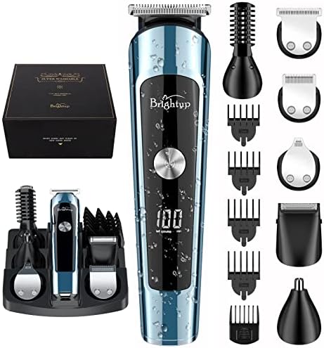 Brightup Beard Trimmer for Men, Beard Grooming Kit for Men, IPX7 Waterproof Hair Clippers Hair Trimmer for Mustache, Body, Facial, Nose Hair Cutting, Electric Razor for Men, Gifts for Men, FK-8788T