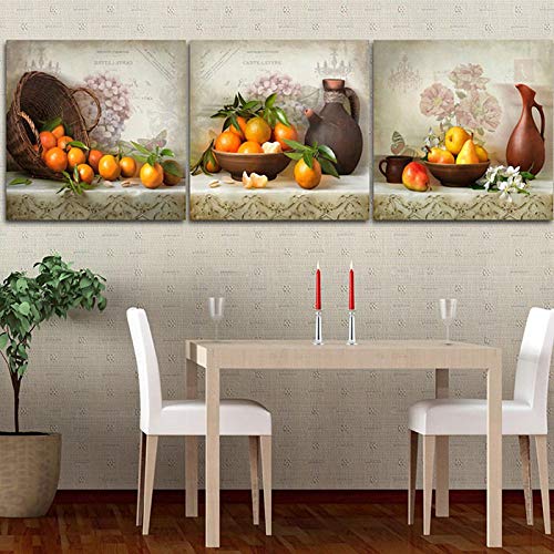 Peintures poire affiche florale KEBIA tableau cuisine fruits orange décoration salon 70x70cm