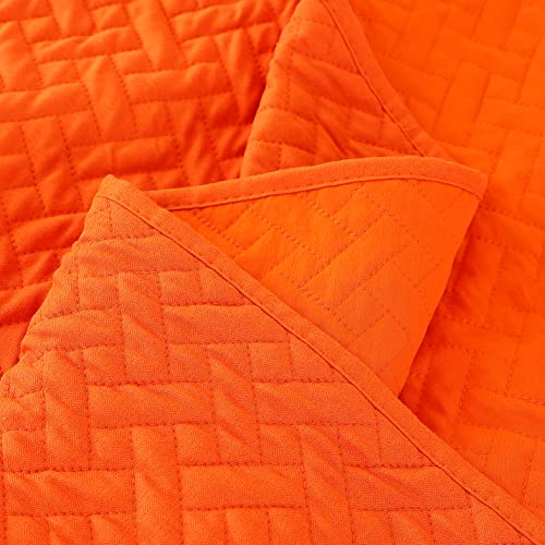 Cmfshape 3 Piece Bedspread King Size, Classic Stitched Quilt Set, Soft Lightweight Microfiber Coverlet, Reversible Bed Cover Set With 2 Shams(King106 X96.Orange) #TOP4