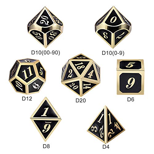 Dndnd UNKNOWN Metal Dice Set D&D, 7 Die Metal Polyhedral Dice Set With Gift Metal Box And Gold Number For Dnd Dungeons And Dragons Role Playing Games thumb #5
