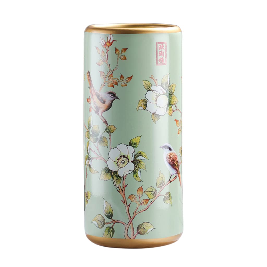 FCXWEVR Handmade Retro Ceramic Freestanding Cane Holder for Home Office Entrance Multifunctional Decor 19.5x44cm Stylish Storage Solution for Canes & Umbrellas