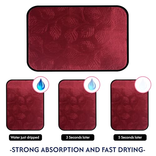 Image of Kuber Industries Pack of 4 Soft Microfiber Dish Drying Mat for Kitchen | 38x50 Machine Washable & Quick Drying Water Absorbing Mat for Kitchen Dishes, Utensils & Crockery | Aesthetic Design - Maroon