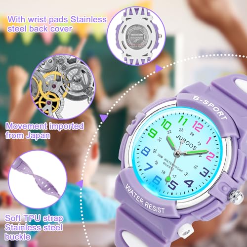 Juboos Kids Watch Analog for Boys Girls Toddler, 3ATM Waterproof Cat Wirstwatch Learning Time and Easy to Read4