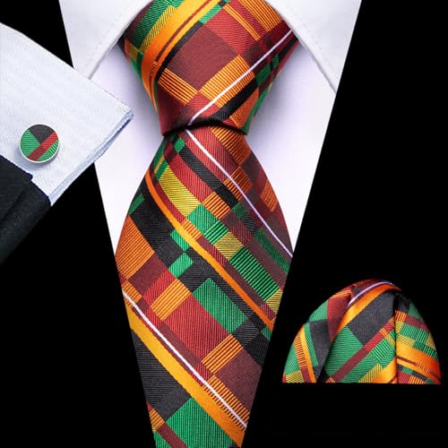 Image of Barry.Wang Man Tie Sets Skull Ties Animal Extra Long Necktie Silk Woven Handkerchief Cufflinks Festival Party Gift