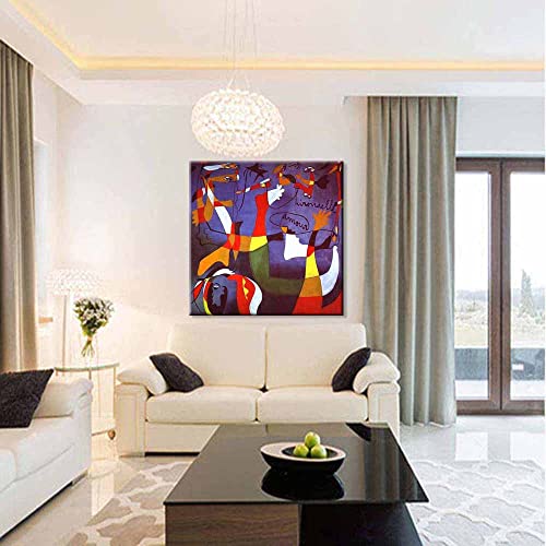 Joan Miro Canvas Poster Paintings For Bedroom, Dining Room, Office, Home, Wall Art For Christmas Halloween (100X100Cm_39X39In-Framed,011) #TOP2