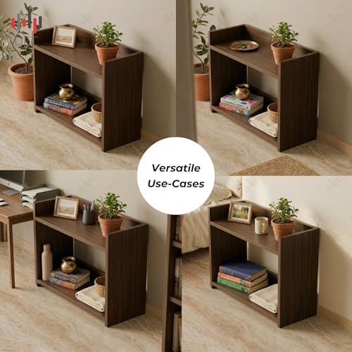 Image of DFC Element Auburn Book Shelf Wooden 2 Tier Shelf for Living Room, Home & Bedroom Decor & Daily Essentials|Engineered Wood Storage Shelf with Space Saving Organizer, Open Display Design (Wenge Finish