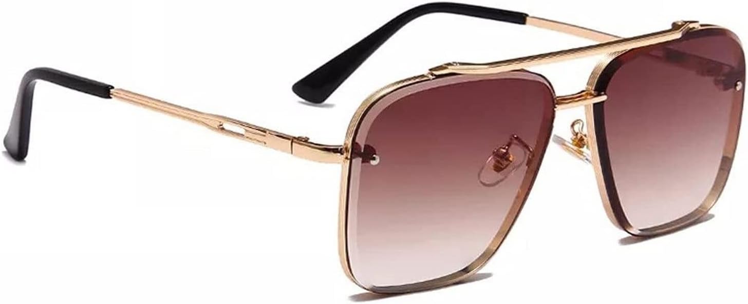 UV Protected Driving Pilot Gradient Square Metal Body Sunglasses for Men and Women