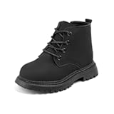 Casazoe Toddler Boys Girls Boots Little Kid Classic Work Boots Side Zipper Casual Walking Hiking Shoe High Top Lace Up Combat Ankle Shoes