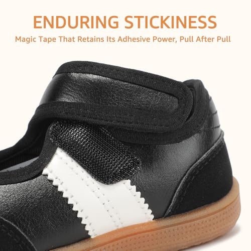 WIDE TOE BOX Toddler Girl School Shoes Girls Classic Mary Jane Sneakers with Hook and Loop Non Slip Barefoot Shoe for Walking Black White Toddler Size 6