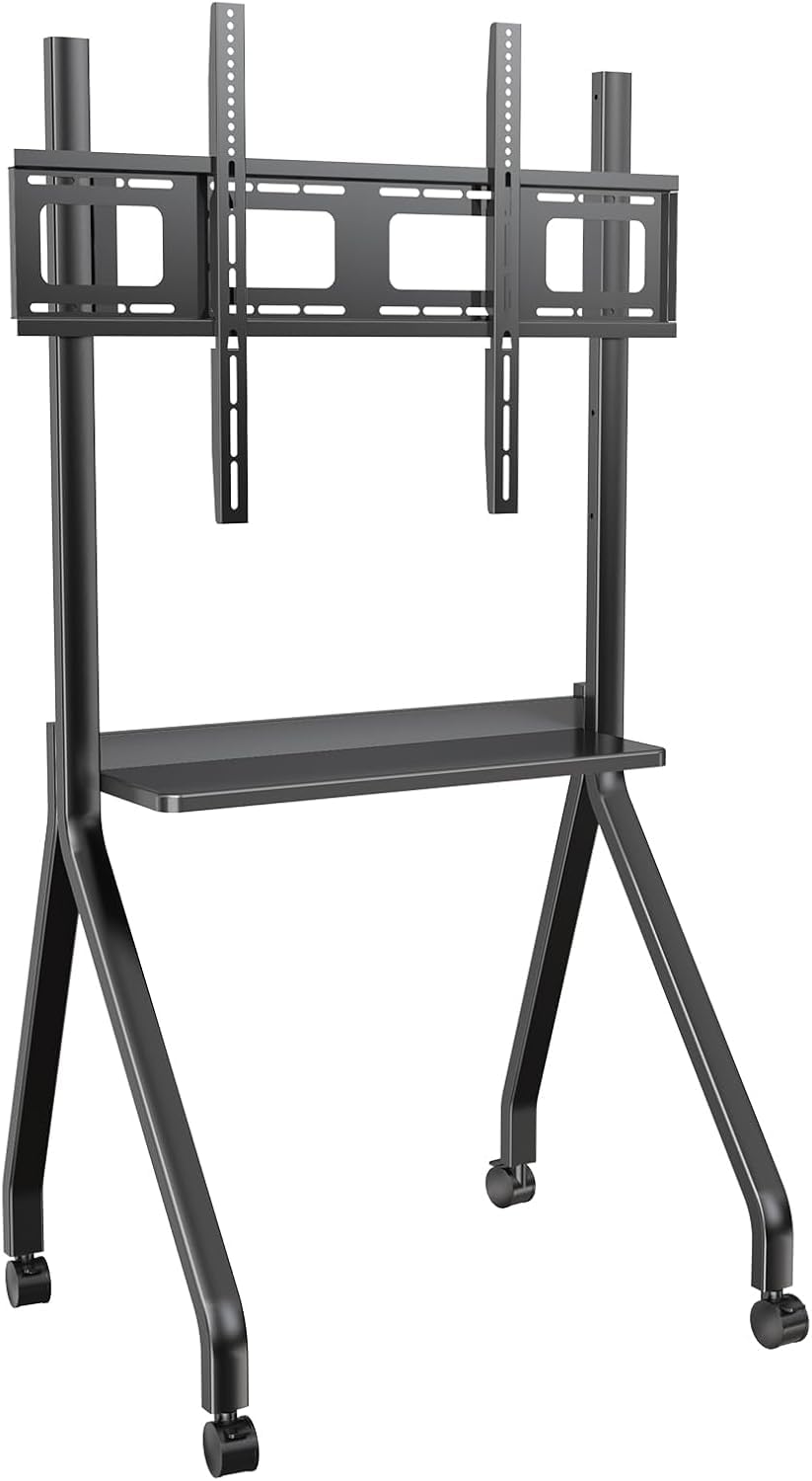 Supporto con Ruote per Smart Board 55''-65'', Carrello Mobile per Lavagna Interattiva e Monitor, Supporto TV Regolabile per Scuola, Ufficio, Aula