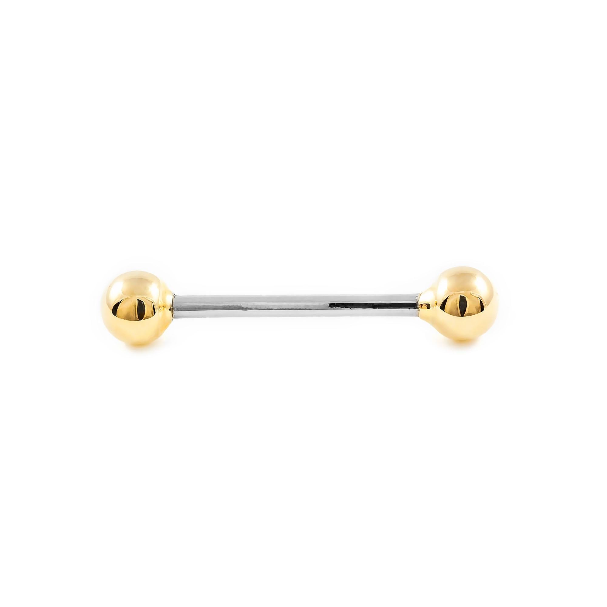 Monde Petit Piercing für Zunge Kugel 5 mm - Stahl und Gelbgold 9 Karat (375) - Geschenkbox - Garantiezertifikat
