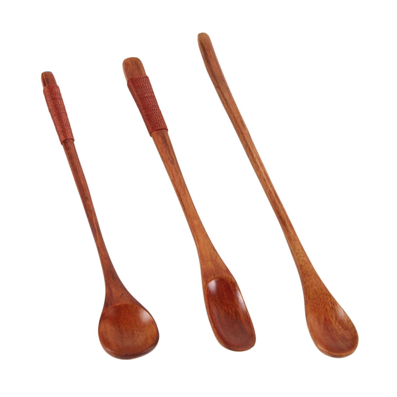 PRETYZOOM 3Pcs Wooden Spoon Portable Soup Spoons for Kitchen Utensils Ergonomic Wood Tableware for Home Restaurants and Catering