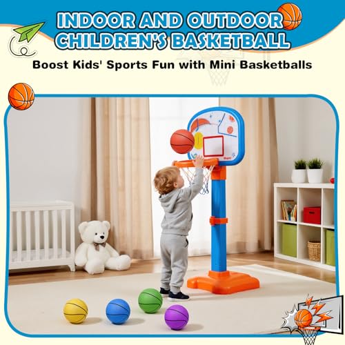 Image of Iyoyo Mini Basketball Set - 5 Pack 6 inch Small Balls with Pump, Over The Door Mini Hoop Replacements, Toy for Toddlers, Kids, Teenagers, Pool, Indoors, Outdoors