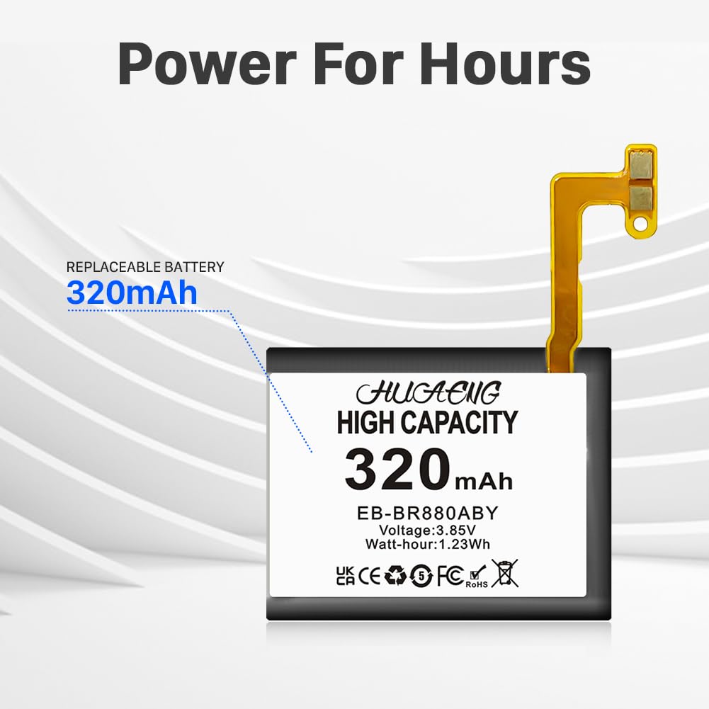 R880 Akku, (2026 Neues Upgrade) 320 mAh Ersatzakku für Samsung Galaxy Watch 4 Classic 42 mm SM-R860 SM-R870 Hochleistungs-EB-BR880ABY Li-Ionen-Polymer-Ersatzakku mit Werkzeugsatz