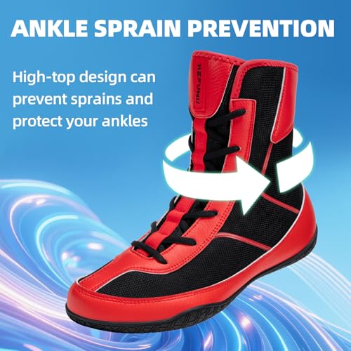Image of Wrestling Boxing Boots Wide for Men Youth High Top Non-Slip | Comfortable Breathable Lightweight for Competition & Training