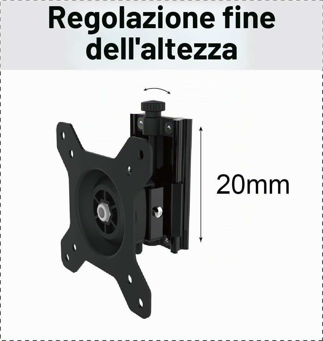 HFTEK - Braccio monitor da scrivania sei staffa di supporto per 6 schermi da 15" a 27" con VESA 75/100 (MP260C-N)