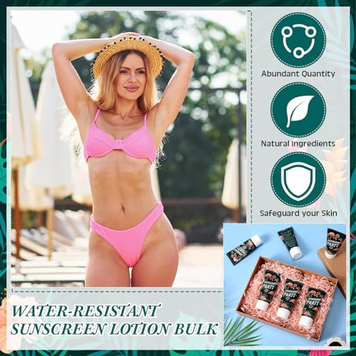 Image of 24 Pcs Mini Sunscreen Bulk for Summer Party Wedding SPF 30 Water Resistant Sunscreen Lotion Bulk 1oz Travel Size for Thank You Gifts Wedding Supplies (Flamingo)