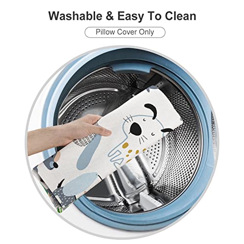 Muruful Childish Funny Creative Dog Throw Pillow Cover 18X18 Inch，Trendy Kid Doodle Pet Cartoon Nursery White Square Throw Pillow Cases，Polyester Throw Cushion Covers For Couch Sofa Chair Bedroom #TOP4