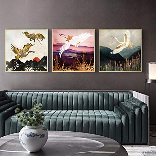 Peinture Toile Grue Dorée pour créer une ambiance zen dans votre chambre à coucher
