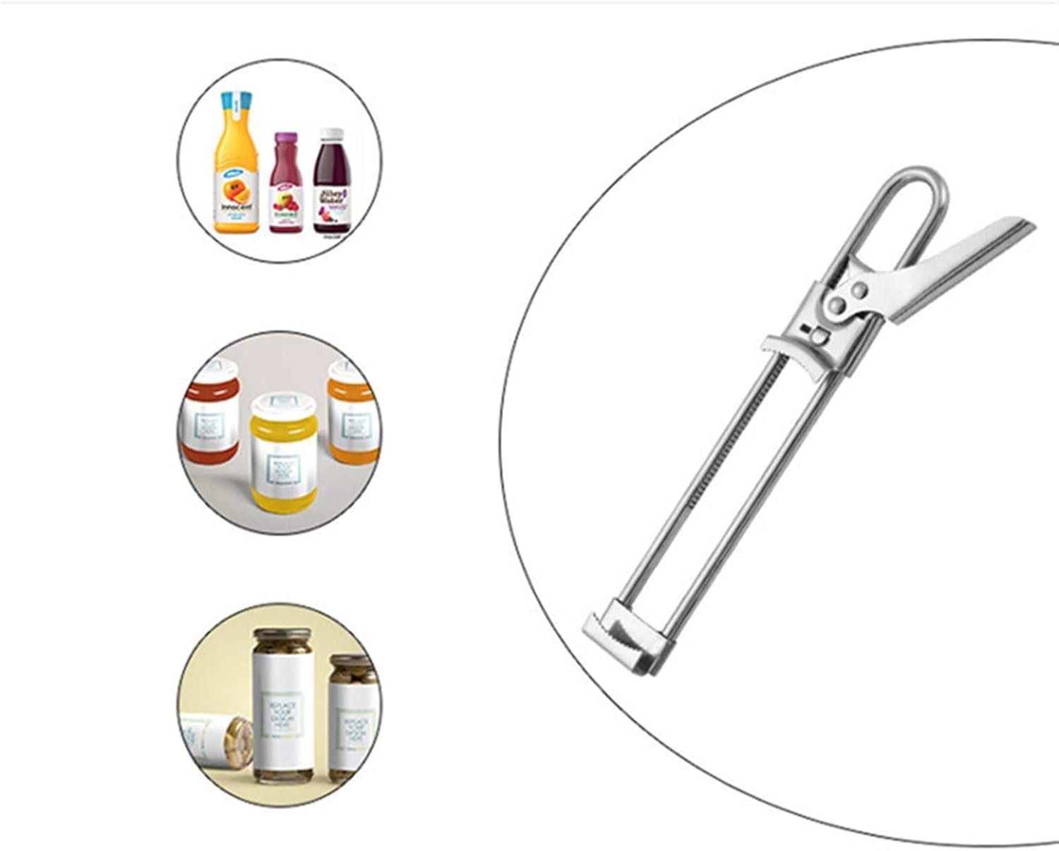 Bottle Opener Can Opener Creative Adjustable Stainless Steel Kitchen Tools Manual Bottle Opener Multifunctional Accessories Household Gadgets (Silver One Size)