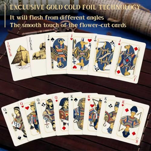 WJPC Gold Cold Foil Golden Edge Playing Cards,Flower-Cut Playing Cards,Historical Elements of Ancient Egypt, Deck of Cards ，Game and Party Gift Poker Cards (Egypt) - Thumbnail 3