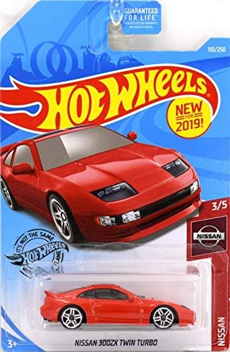 2019 HW Int'l Card Hot Wheels Nissan 300ZX Twin Turbo 110/250 New Model Nissan Series Red Die Cast Collector Car
