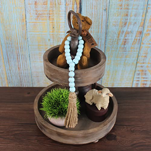 CVHOMEDECO-Wood-Bead-Garland-with-Tassels-3-PCS-Farmhouse-Rustic-Wooden-Prayer-Beads-String-Wall-Hanging-Accent-for-Home-Festival-Decoration-Teal-Distressed CVHOMEDECO Wood Bead Garland with Tassels 3 PCS Farmhouse Rustic Wooden Prayer Beads String Wall Hanging Accent for Home Festival Decoration Teal Distressed