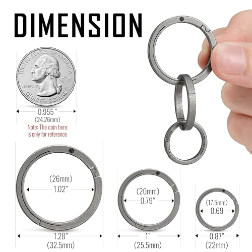 KeyUnity Titanium Quick Release Key Ring With Side Pushing Design, Round Carabiner Clip for Car & Home Keys