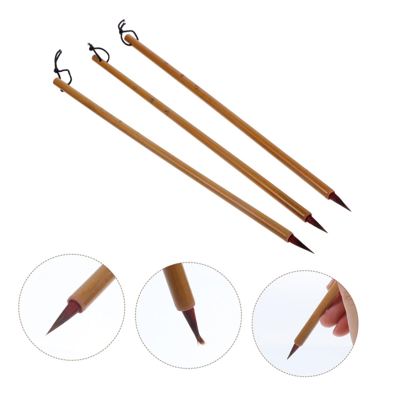 Artibetter 5 Ensembles Pinceau D'écriture En Minuscules Encrer Pinceau De Traditionnelle Chinoise D'écriture De Stylos À Dessin Poteau En Bambou 4 Pièces * 5