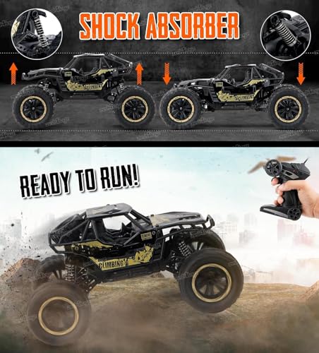 Image of Remote Control Car for Kids & Adults, 4WD Off-Road Rock Crawler, High Speed RC Monster Truck with Rechargeable Battery, Shockproof Big Wheels, All Terrain Climbing Car Toy with Remote