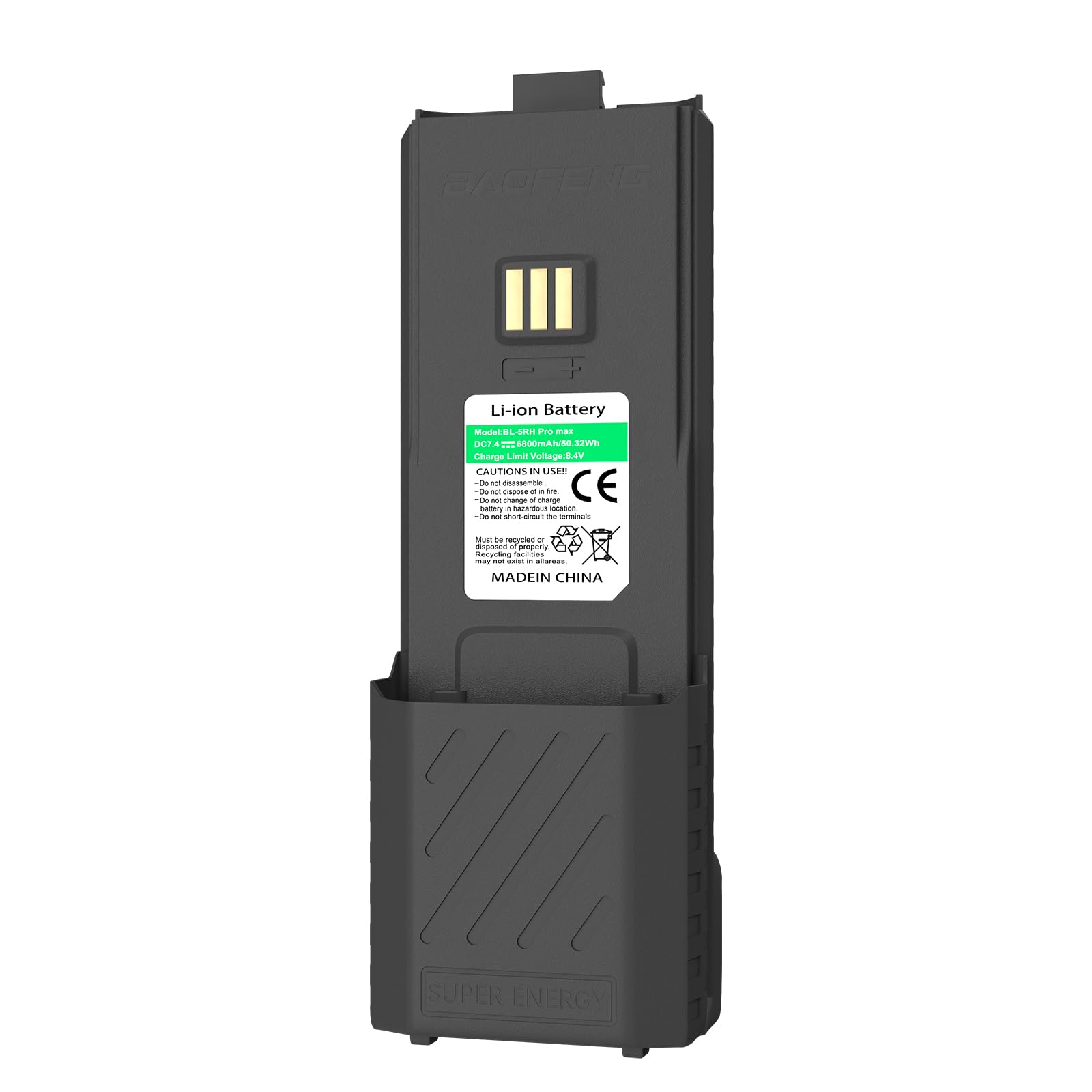 BAOFENG UV-5RM Plus 6800mAh Battery Two Way Radio USB-C Charging 7.4V Extended Replacement Battery Compatible for GM-5RH/UV-5G Plus GMRS/UV-5RM (1 Pack 6800mAh)