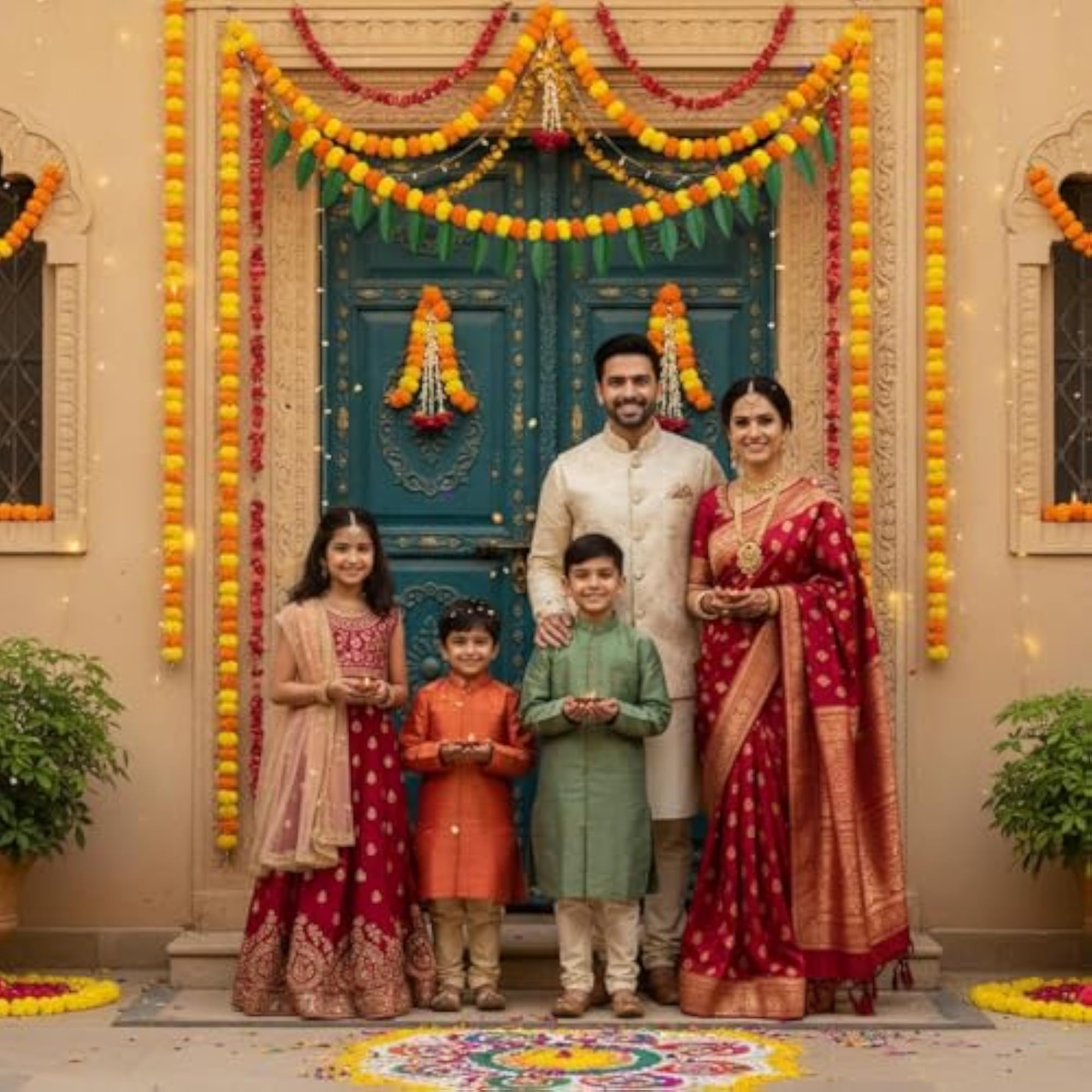 Traditional Mango Leaf Marigold Toran for Festive Decoration