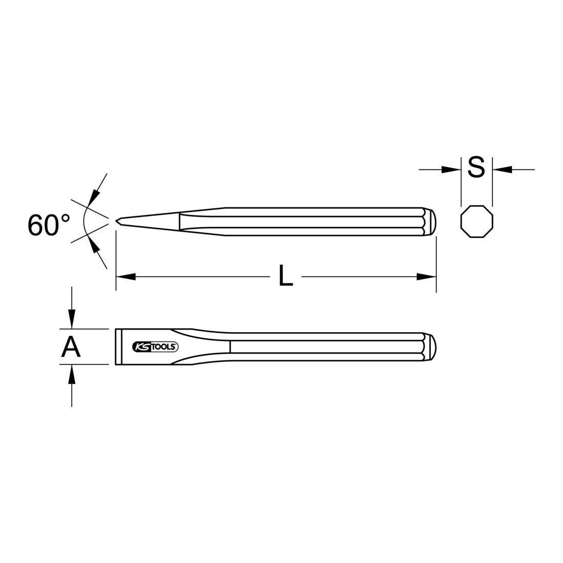 Image secondaire de Burin d'Électricien KS Tools 12 x 200 mm - Acier Trempé
