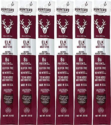 6 Count - Hunter's Reserve - PKM - Exotic Meat Trail Sticks - 6 Count - Adventure You Can Taste - Wild Game Exotic Jerky Meat Sticks (Elk)