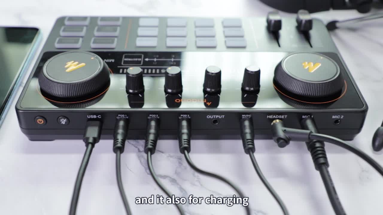 Maono AU-AM200 Audio Interface with DJ Mixer and Sound Card, ALL