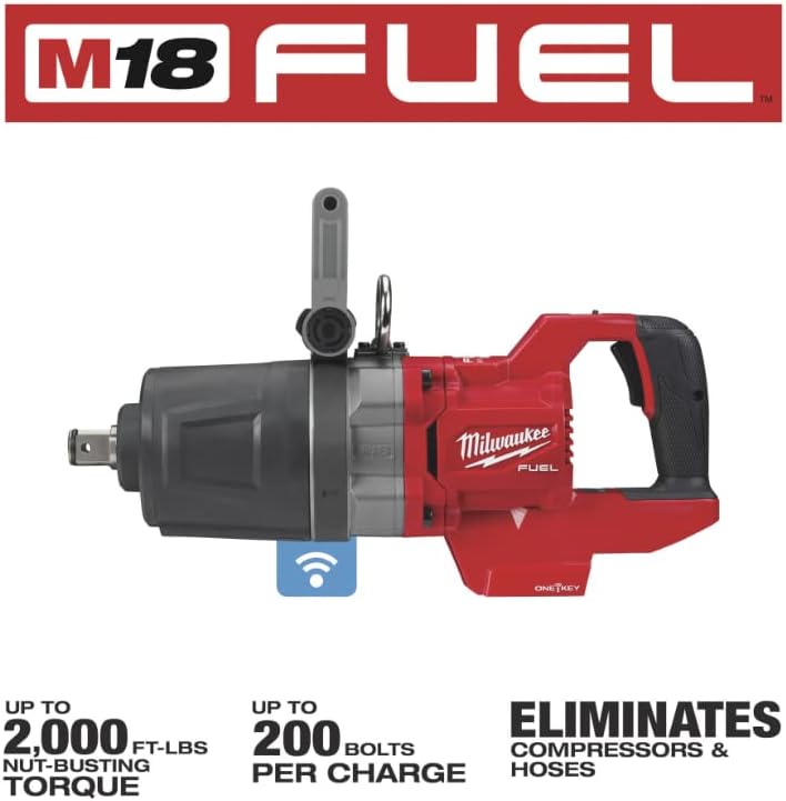 Milwaukeey Milwaukee M18 FUEL Cordless D-Handle High Torque Impact Wrench with — Tool Only, 1in. Drive, 2000 Ft./Lbs. Torque