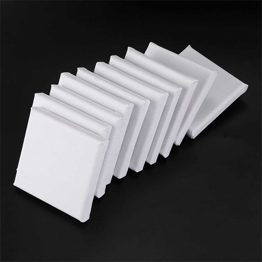 10Pcs/Set White Blank Art Boards Mini Stretched Artist Canvas Art Board Acrylic Oil Paint Wood+Cotton Artwork Painting 10 * 10cm