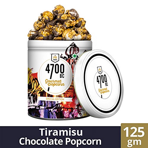 Image of 4700BC Gourmet Popcorn, Mocha Walnut Chocolate, Tin, 125g /135g & 4700BC Gourmet Popcorn: Tiramisu Chocolate Tin, 135g